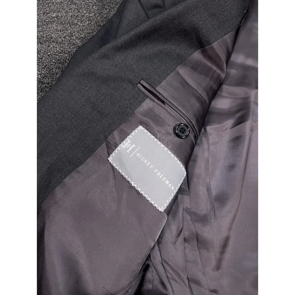 Hickey Freeman Suit Men's 41L Pants 33x30‎ Gray Loro Piana Tasmanian Super 130s